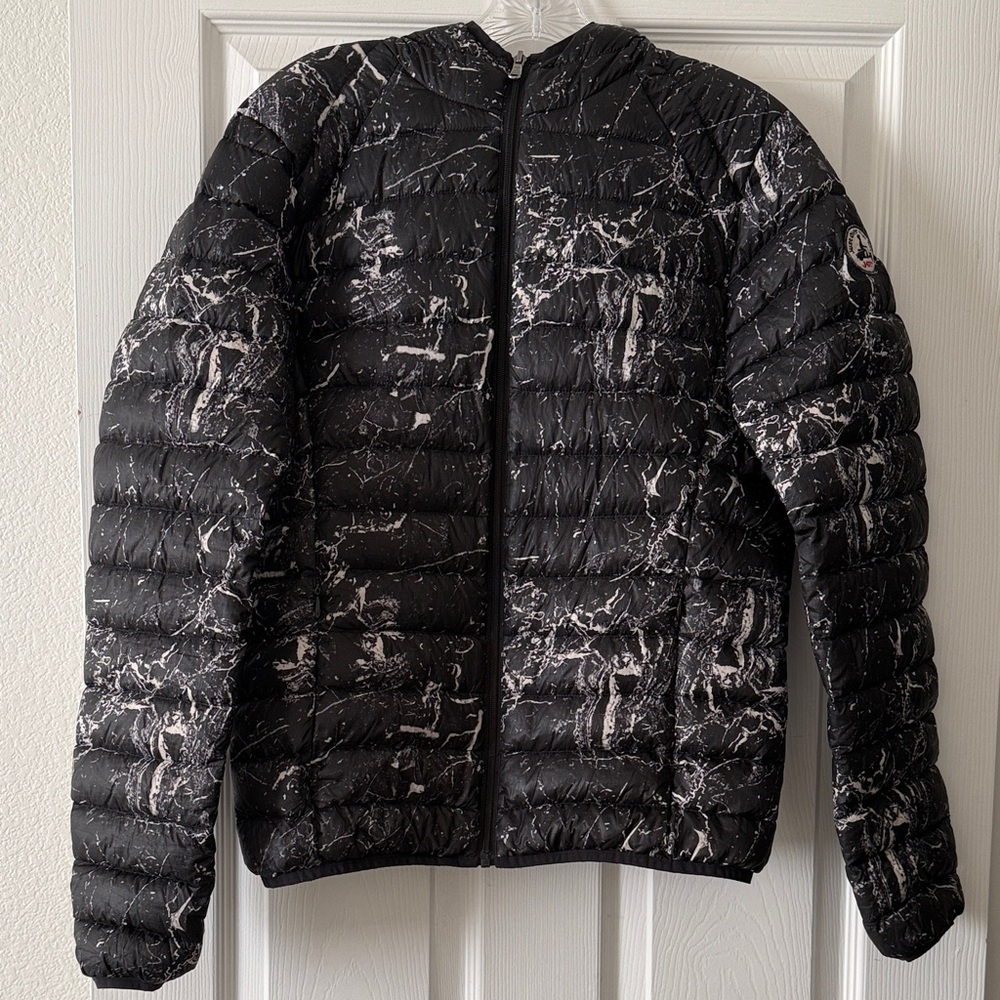 JOTT Just Over The Top Nico Marble Down Jacket Hoodie Size Small